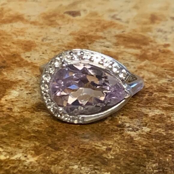 Sterling Silver, Lavender Amethyst & Zircon Ring Size 8 by STS - Picture 1 of 8